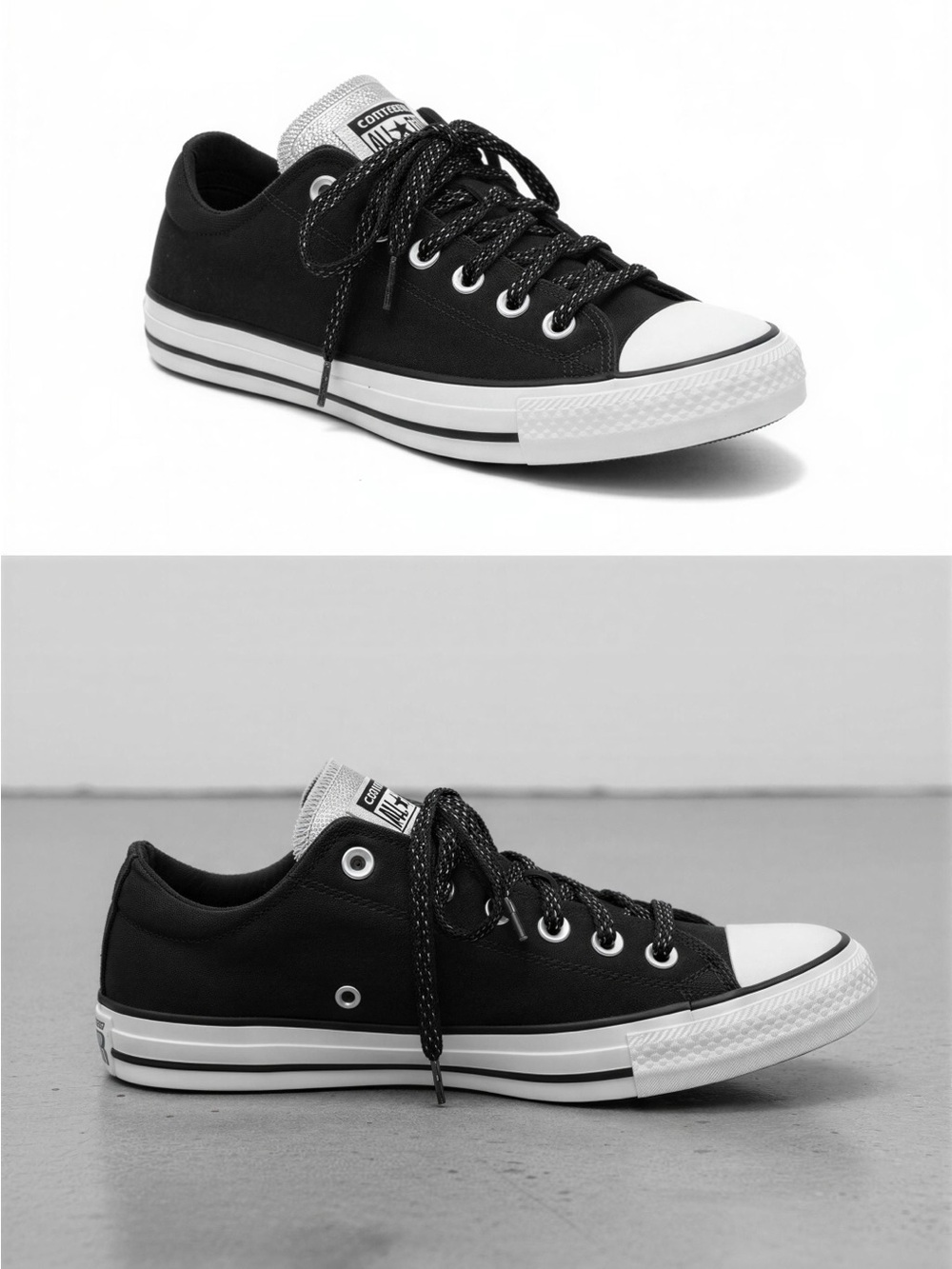 Converse Chuck Taylor All Star Low Top Black Silver Glitter Sparkle Tongue